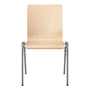 Kantinenstühle Stahlgestell Trapezform, Holzschale