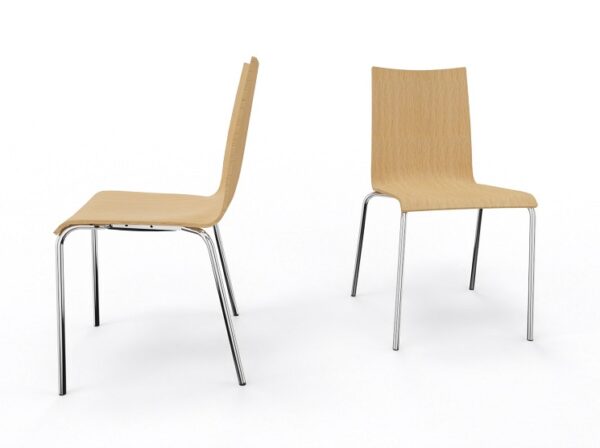 Stuhl KA165 für die Kantine, ungepolstert, seitlich und frontal