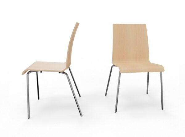 Stuhl KSC301 für die Kantine, ungepolstert, seitlich und frontal