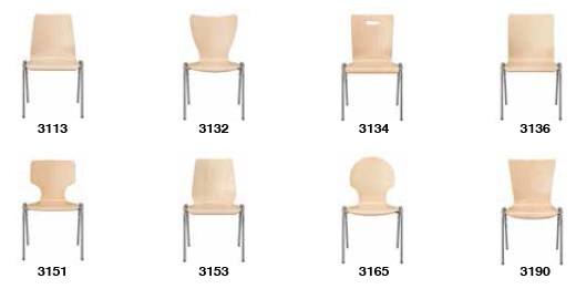 Kantinenstühle Varianten Holzschalen für Trapezgestell-T
