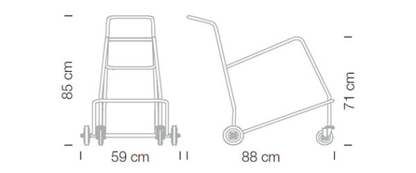 Abmessungen Stapelwagen U5 Kantinenstühle mit Kunststoffschale