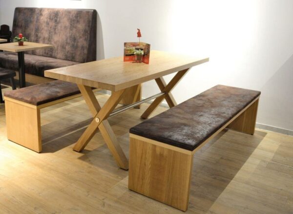 Kantinenholzbank Massivholz, Sitz gepolstert für die Kantineneinrichtung