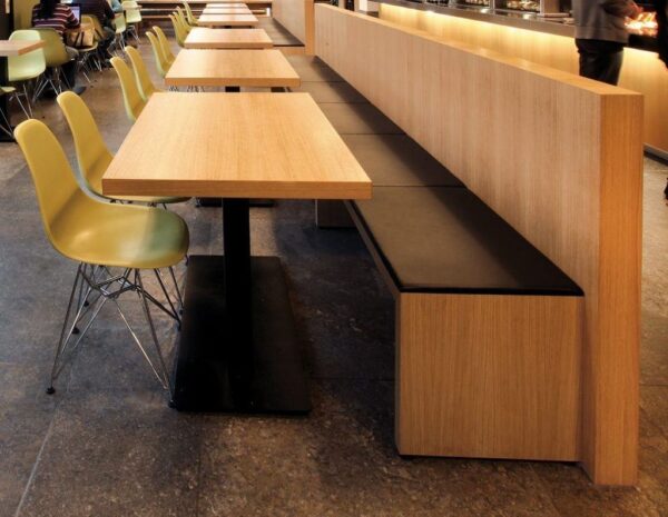 Kantinenholzbank ST408 als Raumteiler, Kantinenholzbank aus Massivholz