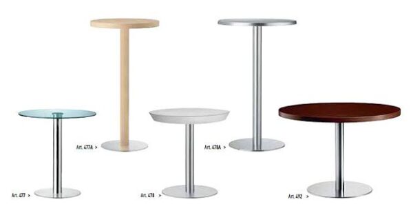 Kantinentisch EXT4, Glastischplatte, Holztischplatte, Metalltischplatte, runde Fußplatte