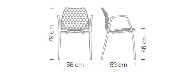 Maße U5 Stühle Kunststoffschale mit Armlehnen