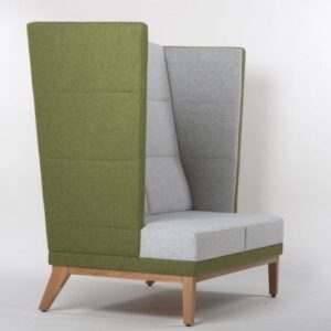 Kantinensitzbank SI40 seitlich, Einzelsitzer, Holzuntergestell, Vollpolster, Sitzbank Kantine