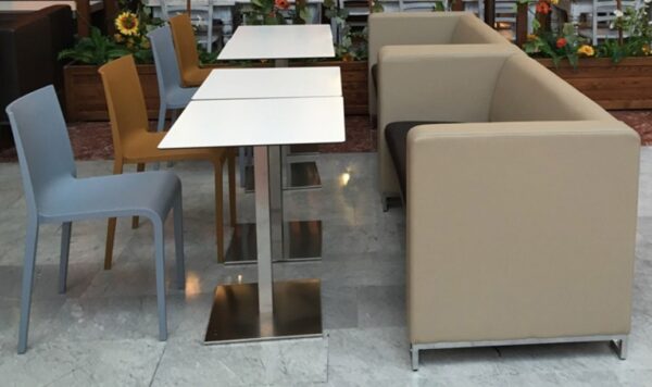 Säulentisch EXT4, Säule in Edelstahl poliert