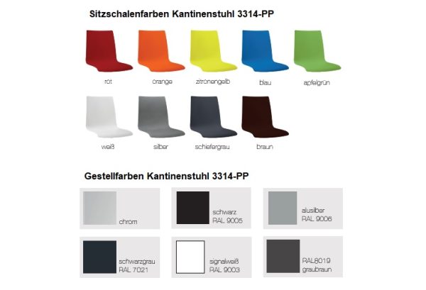 Oberflächenfarben Kantinenstuhl 3314-PP