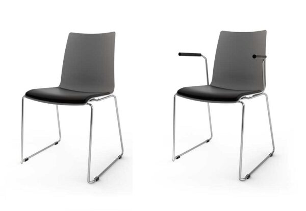 Kantinenstuhl STK-1530 mit Stahlkufengestell und ergonomischer Kunststoffsitzschale
