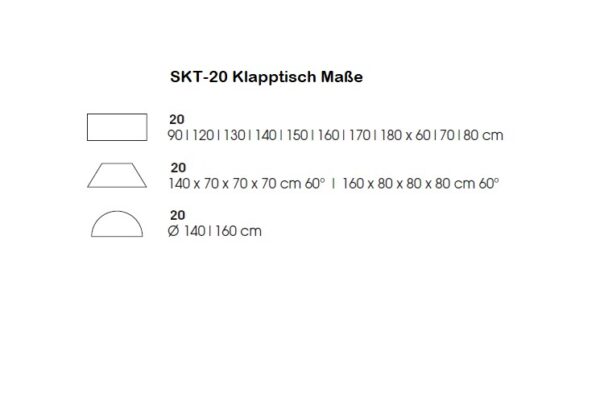 SKT-20 Klapptisch Maße