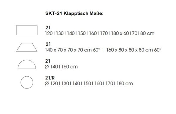 SKT-21 Klapptisch Maße